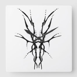 Svart Tribal Hjälm Skalle Jakt Design Fyrkantig Klocka