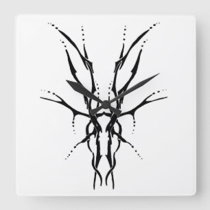 Svart Tribal Hjälm Skalle Jakt Design Fyrkantig Klocka