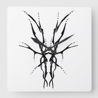 Svart Tribal Hjälm Skalle Jakt Design Fyrkantig Klocka