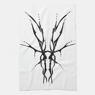 Svart Tribal Hjälm Skalle Jakt Design Kökshandduk
