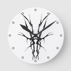 Svart Tribal Hjälm Skalle Jakt Design Rund Klocka