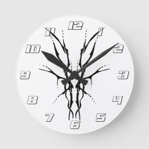 Svart Tribal Hjälm Skalle Jakt Design Rund Klocka