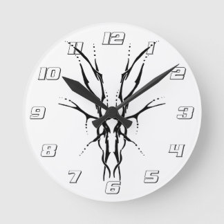Svart Tribal Hjälm Skalle Jakt Design Rund Klocka