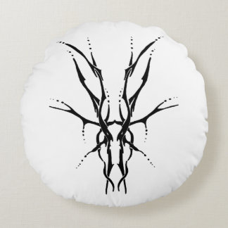 Svart Tribal Hjälm Skalle Jakt Design Rund Kudde