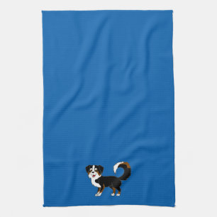 Svart Tricolor australian shepherdhund Kökshandduk