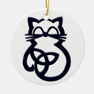 Svart trinity Knot Celtic Cat Ornament