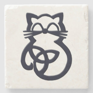 Svart Trinity Knut Celtic Katt Underlägg Sten