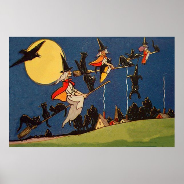 Svart trollkatt flygande månkråka poster (Framsidan)