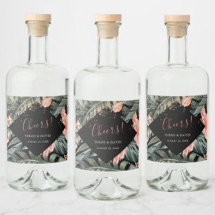 Svart Tropical Handflatan Bröllop Liquor Flaska-et Spritflaskor Etikett