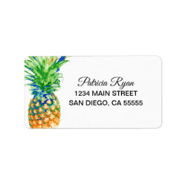 Svart, tropisk ananas-skripttypografi Adress Adressetikett