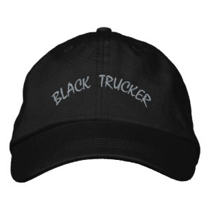 SVART TRUCKER Premium Justerbar Mode-Hatt Svart Broderad Keps