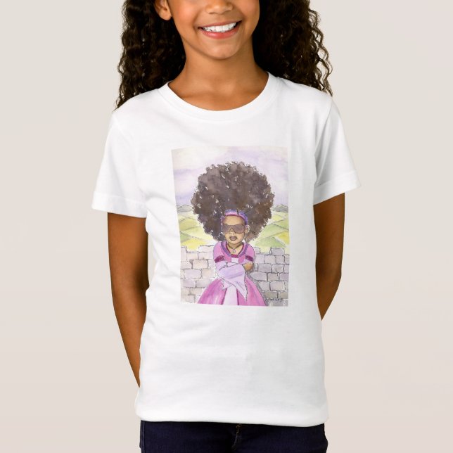 Svart tshirt för Rapunzel naturlig hårflickor Tröja (Framsida)
