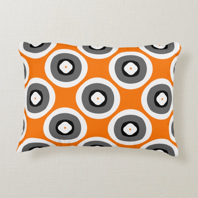 Svart, tuff Orange, svart vit Prydnadskudde (Baksidan)