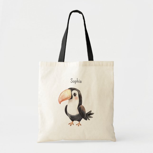Svart Tukan Fågel Flamingo Tygkasse (Framsidan)