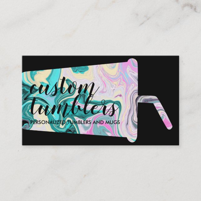 Svart Tumbler-resemugg, hantverkare Visitkort (Framsida)