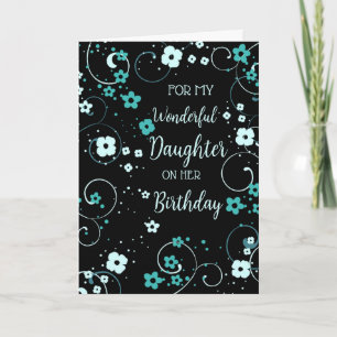 Svart turkos Dotter Birthday Kort