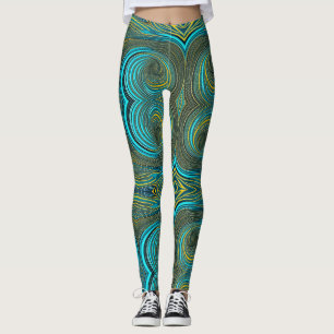 Svart turkos Grönt guld Leggings