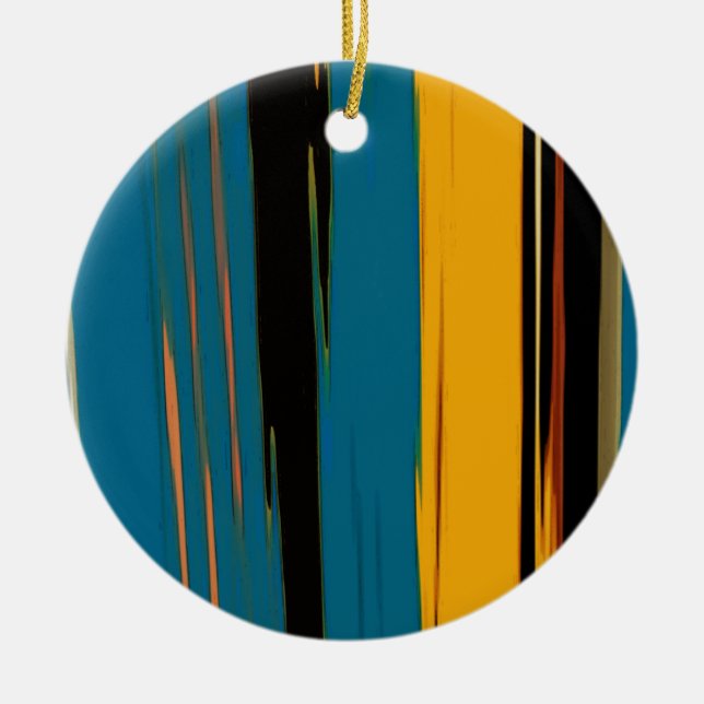 Svart Turkos Och Orange Gå! Julgransprydnad Keramik (Framsidan)