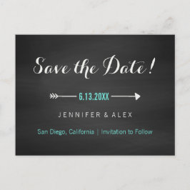 Svart turkos- och pil-Spara datum för krita Meddelande Vykort