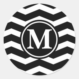 Svart tuvron Monogram Runt Klistermärke