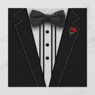 Svart Tuxedo med böjning Inbjudningar