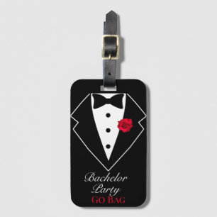 Svart Tuxedo med Röd ros Bachelor Party Go Bag Bagagebricka