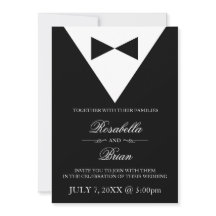 Svart Tuxedo- och White Dress Wedding-inbjudningar