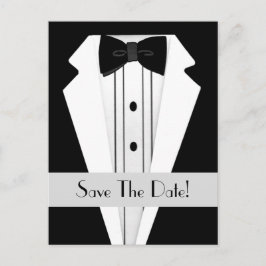 Svart Tuxedo sparar datum Meddelande Vykort
