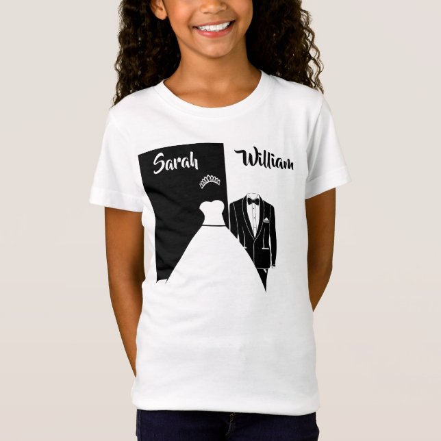Svart tuxedo vit bröllop-shirt t shirt (Framsida)