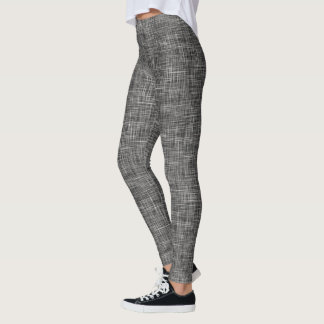 Svart Tweed Linne Mönster Leggings