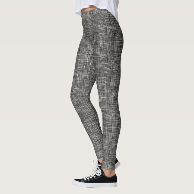 Svart Tweed Linne Mönster  Leggings (Vänster)