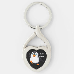 Svart Twisted Heart Silverfärgad Nyckelring