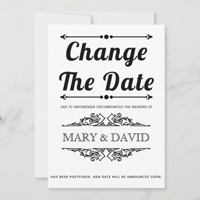 Svart typografi Ändra datummeddelande Spara Datumet (Framsida)