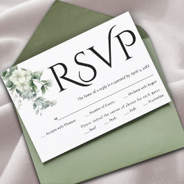 Svart typografi, eukalyptus gren, vita blommor OSA kort