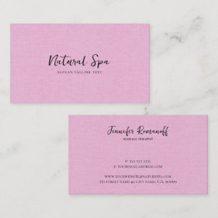Svart typografi för ljus rosa Linen Struktur Visitkort