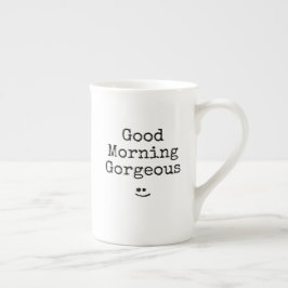 Svart typografi fras God morgon underbar Benporslin Mugg