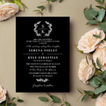 Svart typografi lagerkrans monogram bröllop