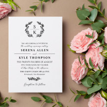 Svart typografi Laurel- utandningsmonogram Bröllop