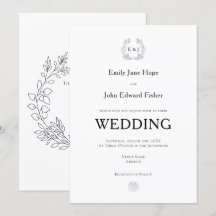 Svart typografi/Lövmonograminitialer Bröllop