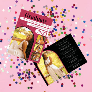 Svart typografi med fet Magenta Studenten Inbjudningar