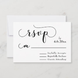 Svart typografi på vit elegant, enkel RSVP OSA Kort