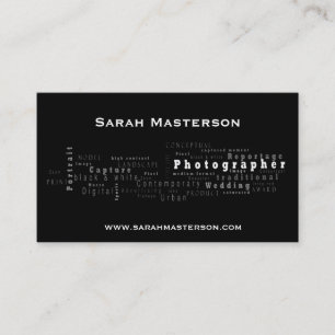 Svart typografisk fotografvisitkort visitkort