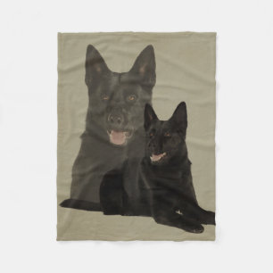 Svart tysk herdehund - GSD Fleecefilt