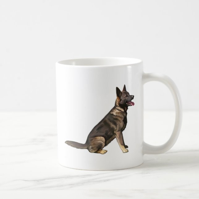 Svart tysk herdehund kaffemugg (Höger)