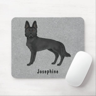 Svart tysk schäferhund och anpassat namn grått musmatta