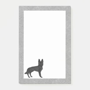 Svart tysk schäferhund seriefigur GSD ras hund grå Post-it Block