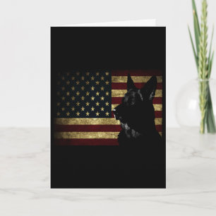 Svart tysk schäferhund skjorta amerikansk flagga 4 kort