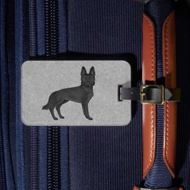 Svart tysk schäferhund söt GSD hund och anpassad t Bagagebricka (Framsida Insitu 4)