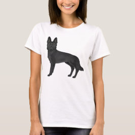 Svart tysk schäferhund söt tecknad hund teckning t shirt
