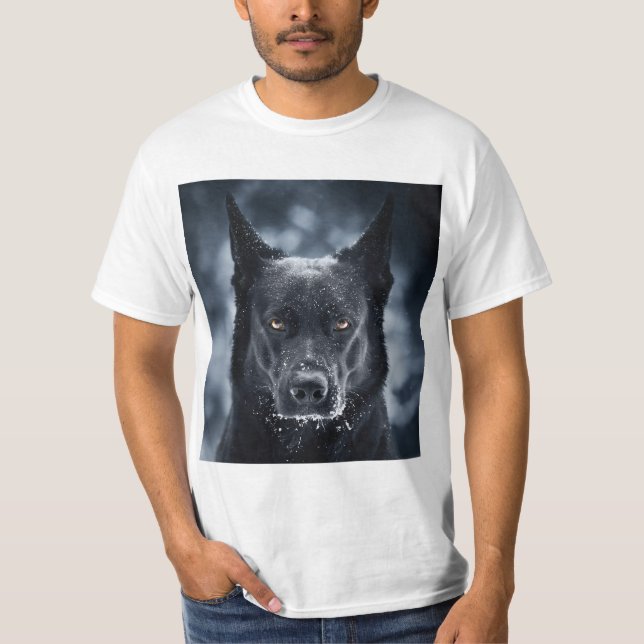 Svart tysk schäferhund t shirt (Framsida)